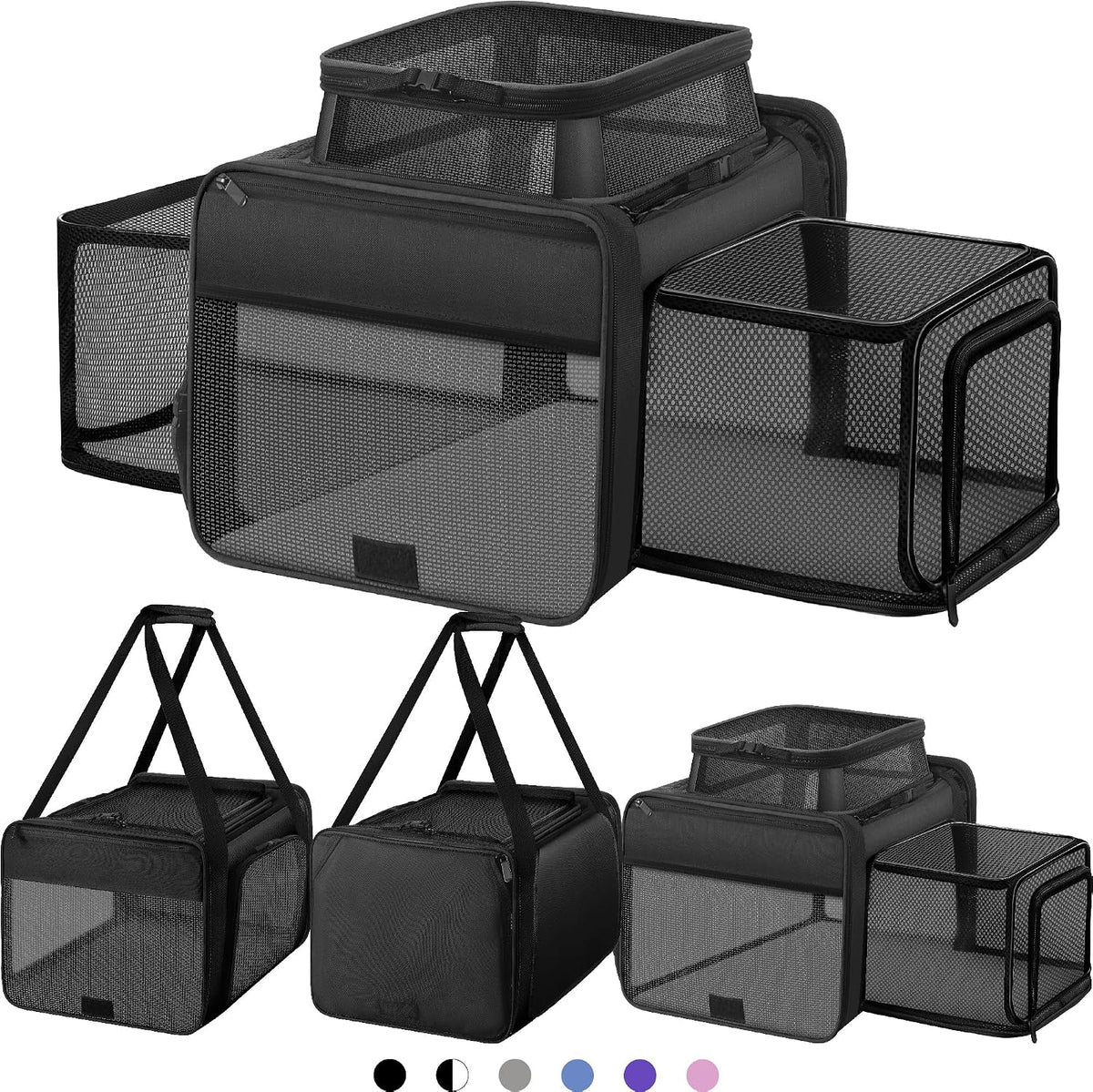Top and 2 Sides Expandable Cat Carrier 18X11X11 TSA Airline Approved