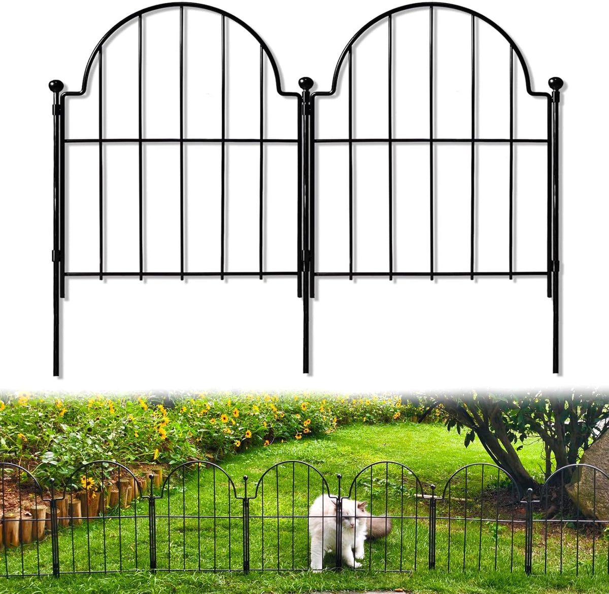 Blingluck Decorative Garden Fence, 17In(H) X 10.8Ft(L), with Ground Stake