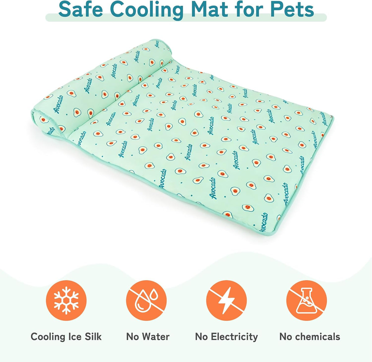 PUMYPOREITY Cooling Dog Bed, Pet Cooling Mat with Pillow, Ice Silk Cooling Dog Blanket, Self Cooling Pad for Cat,Dog, Washable Summer Pet Mat for Kennel, Crates, Sofa, Floor, Green, S