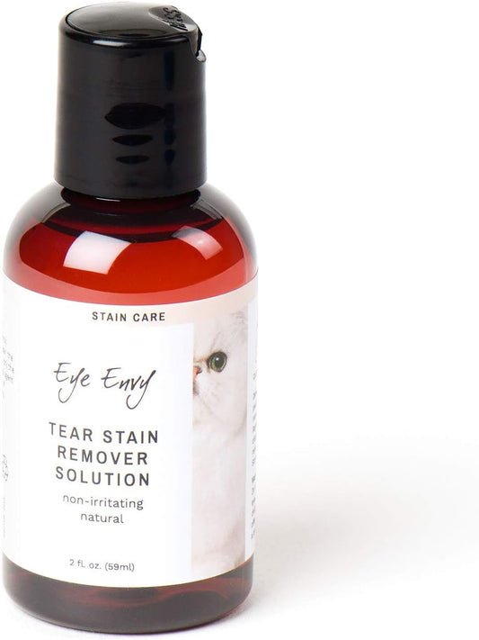 Eye Envy Tear Stain Remover Solution for Cats. Gentle, Natural and Safe. Cleans Tear Stains. Recommended by Breeders, Groomers. Remove Eye Stains from Persians and Exotics. 2 Oz. Made in USA