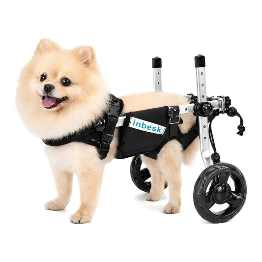 Small Dog Wheelchair for Back Legs, Lightweight Aluminum Adjustable Pet Walker with Reflective, Professional Outdoor Stroller for Disabled Pets Pomeranian, Teddy, Bichon, Schnauzer (S)