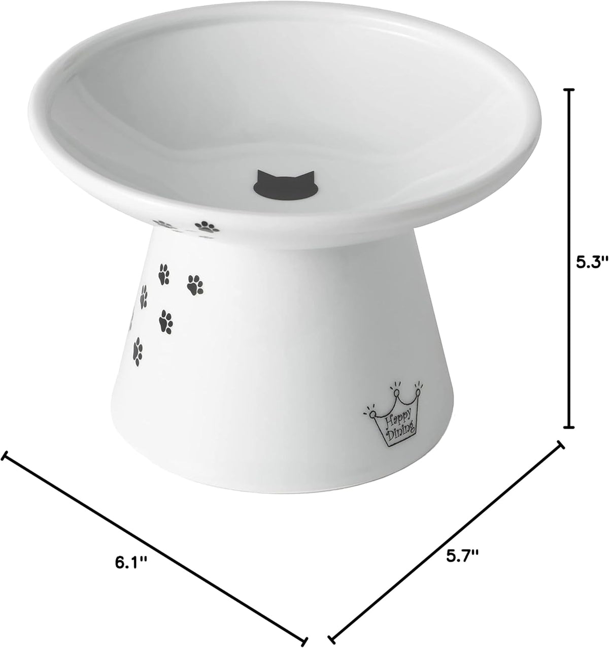 Necoichi Pocelain Ceramic Extra-Wide Elevated Cat Food Bowl (Cat, Extra Wide)