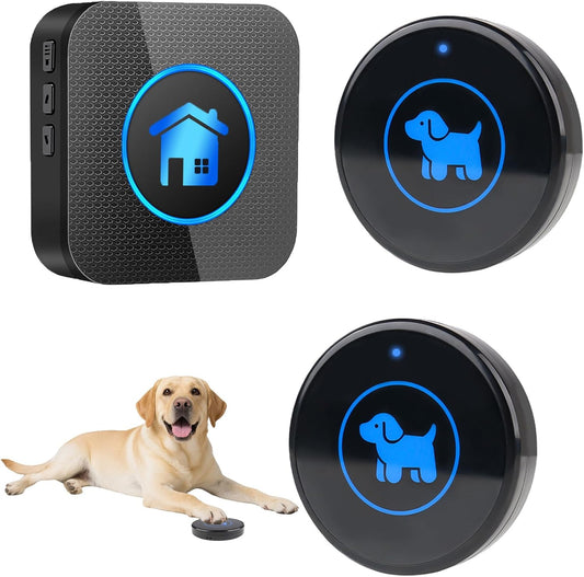 Dog Door Bell for Potty Training, Easy-Touch Wireless Dog Doorbell for Dogs to Go Outside, IP65 Waterproof, 1000Ft Range, 55 Melodies & 5 Volume Levels, 2 Buttons