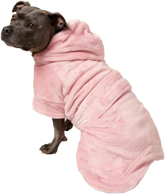 Darren & Phillip Calming Dog Robe for All Breeds - Ultra-Soft Rose Dog Robe with Adjustable Belly Strap - Perfectly Matches Women’S Plush Robes - Large