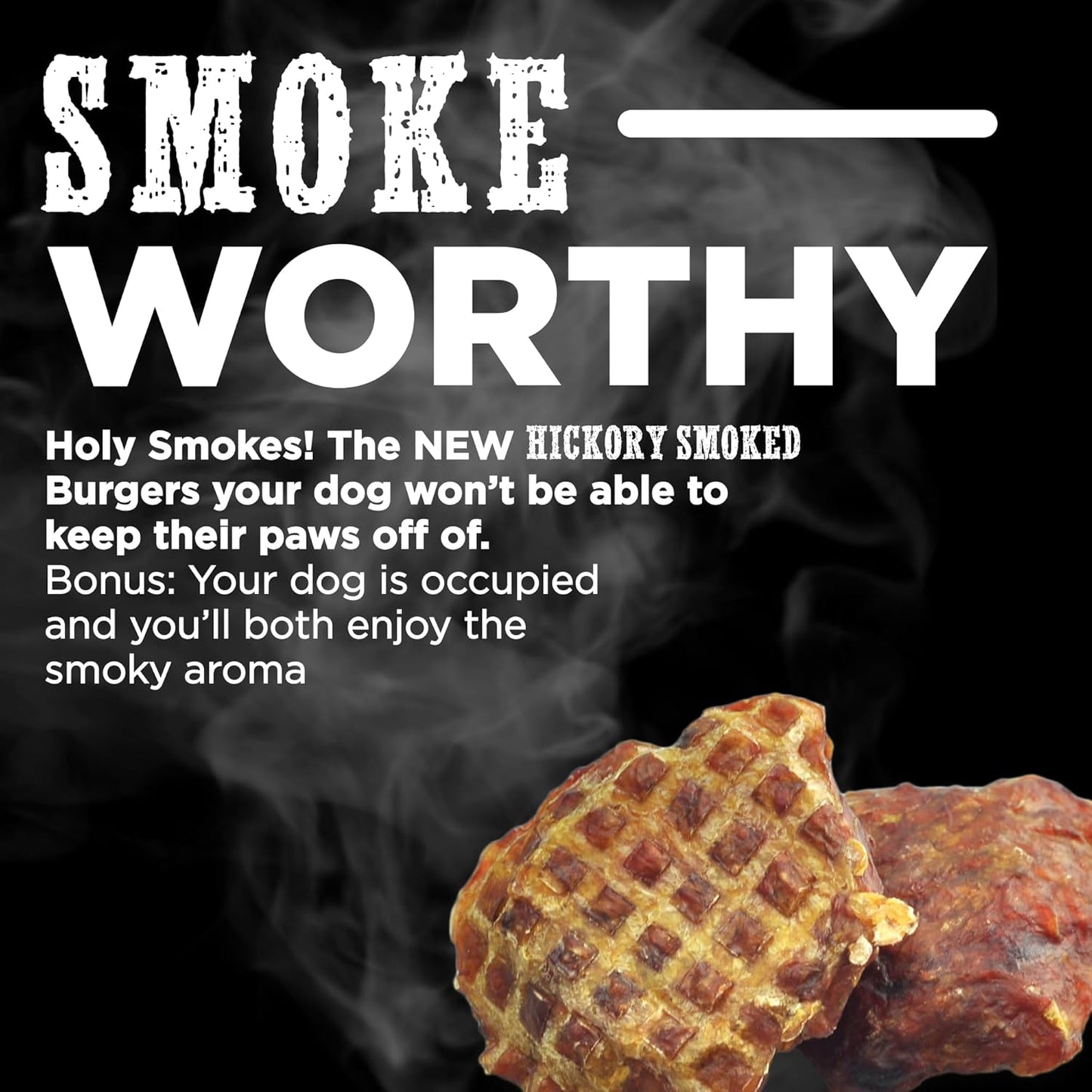 Premium Hickory Smoked Beef Burger Slider Treats - 1 Lb (Pack of 1) - 100% Natural Bully Sticks, No Additives, Bite-Sized, Easily Digestible