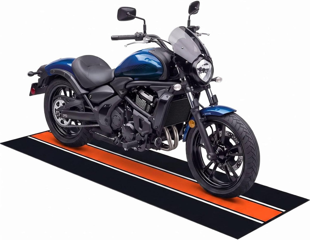 Drydiet Motorcycle Mat Garage Floor Rug Washable Parking Mats for Garage Floors Non Slip Oil Absorbent Pad Rubber Backing Layer Protects Floor (Orange,98 X 31 Inch)