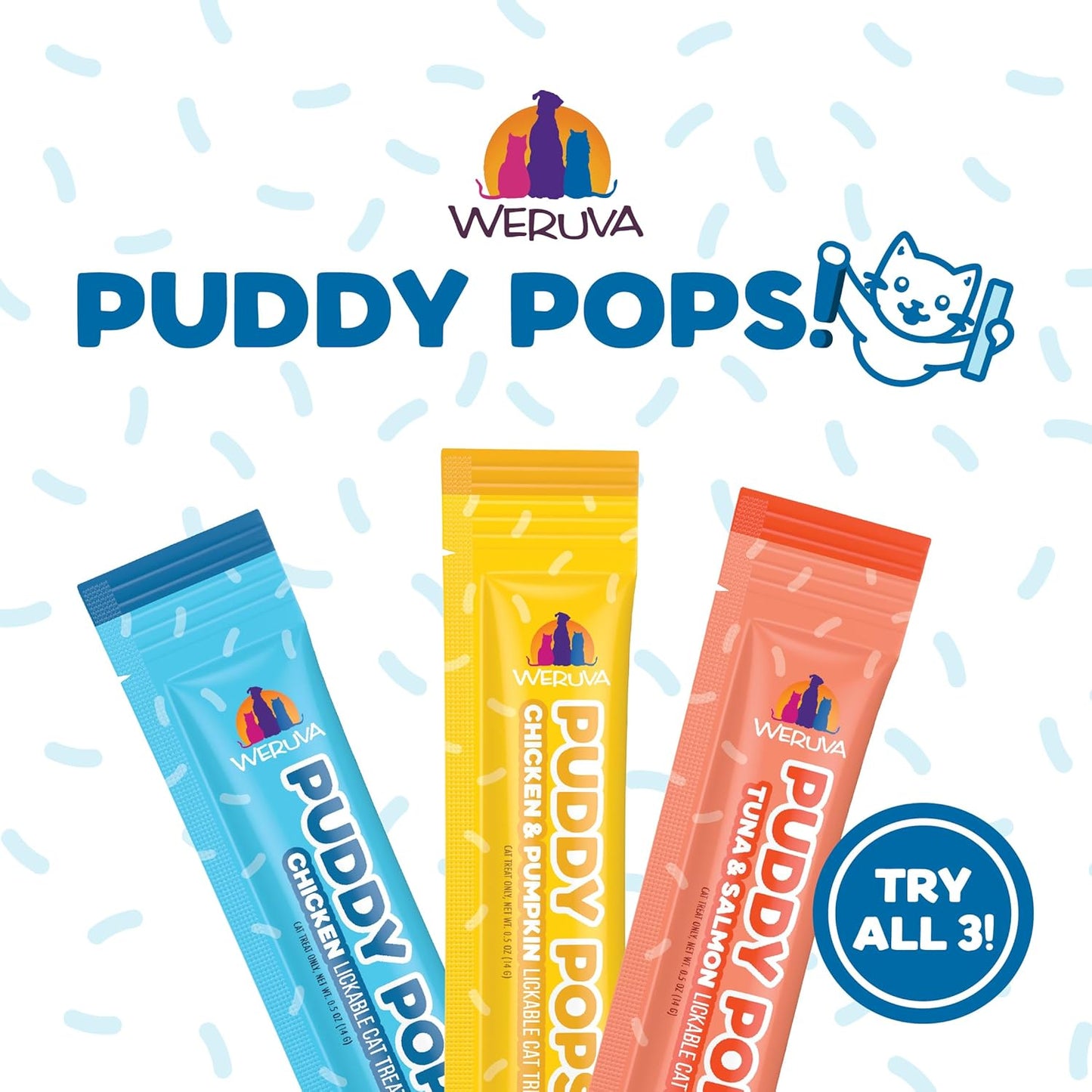 Weruva Puddy Pops, Chicken and Pumpkin Lickable Cat Treats, 0.5Oz Tube, Pack of 5