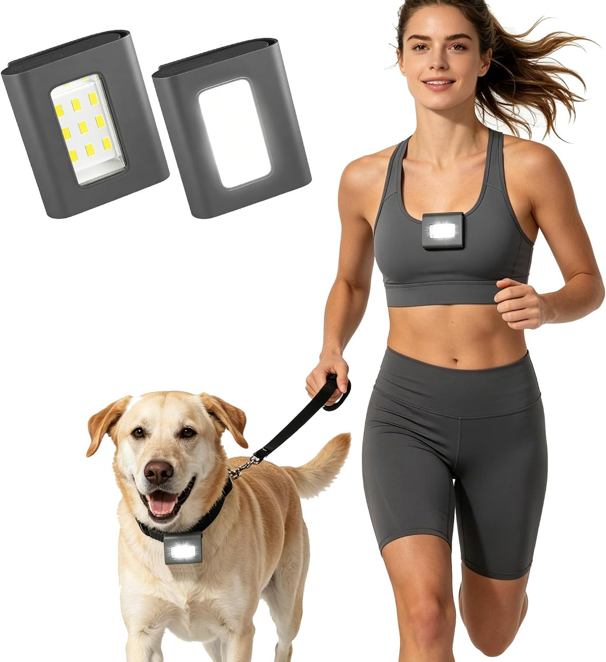 HOKOILN 2 Pack Outdoor Night Running Lights, LED Running Lights for Runners with Rechargeable Battery for Camping, Hiking, Walking, Jogging, Outdoor Adventure