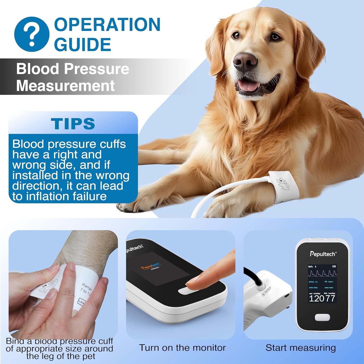 Bluetooth Veterinary Patient Monitor,Track Spo2 & Blood Pressure & Pulse Rate for Home Pet Care, 2.8Inch Display and Free App,Dog Pulse Oximeter for Famlily Clinic Use (AM6200A)