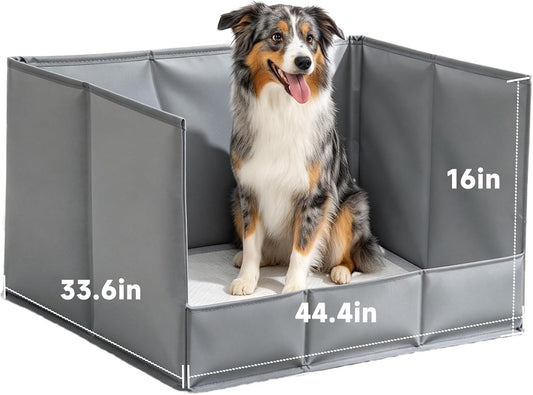 Dog Litter Box, Foldable Pee Pad Holder with High Walls for Indoor Dogs