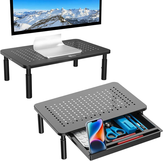 WALI Bundles-Monitor Stand Riser Height Adjustable and Computer Monitor Stand with Drawer