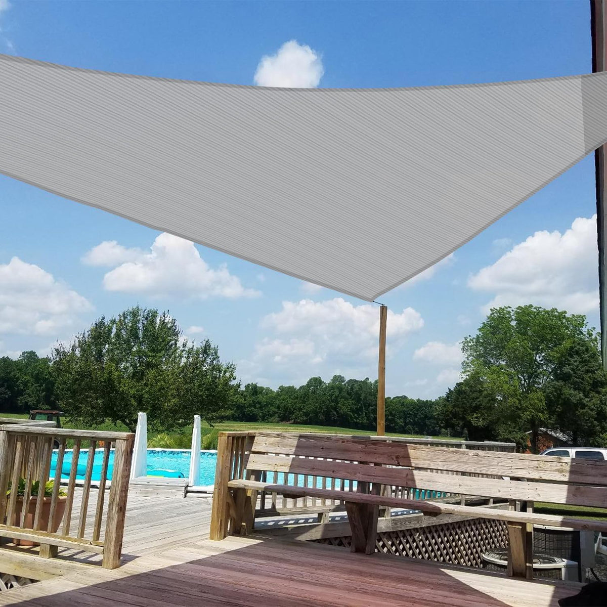 Windscreen4Less 6' X 6' X 6' Sun Shade Sail Triangle Outdoor Canopy Cover UV Block for Backyard Porch Pergola Deck Garden Patio (Light Gray)