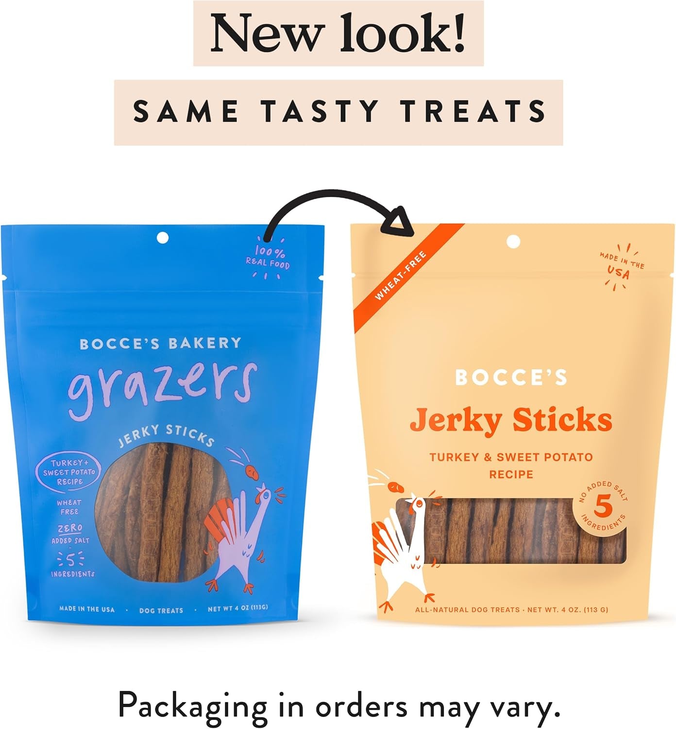 Bocce'S Bakery Jerky Stick Dog Treats, Wheat-Free, Made with Limited-Ingredients, Baked in the USA with No Added Salt or Sugar, Natural & High-Protein, Turkey & Sweet Potato, 4 Oz