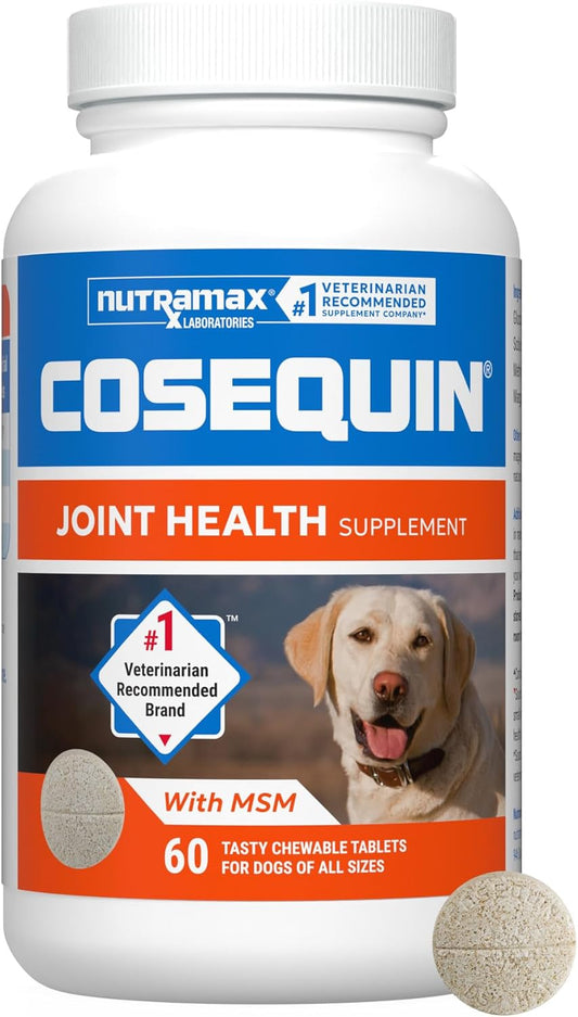 Nutramax Cosequin Joint Supplement, Glucosamine for Dogs, Chew Tabs, 60Ct