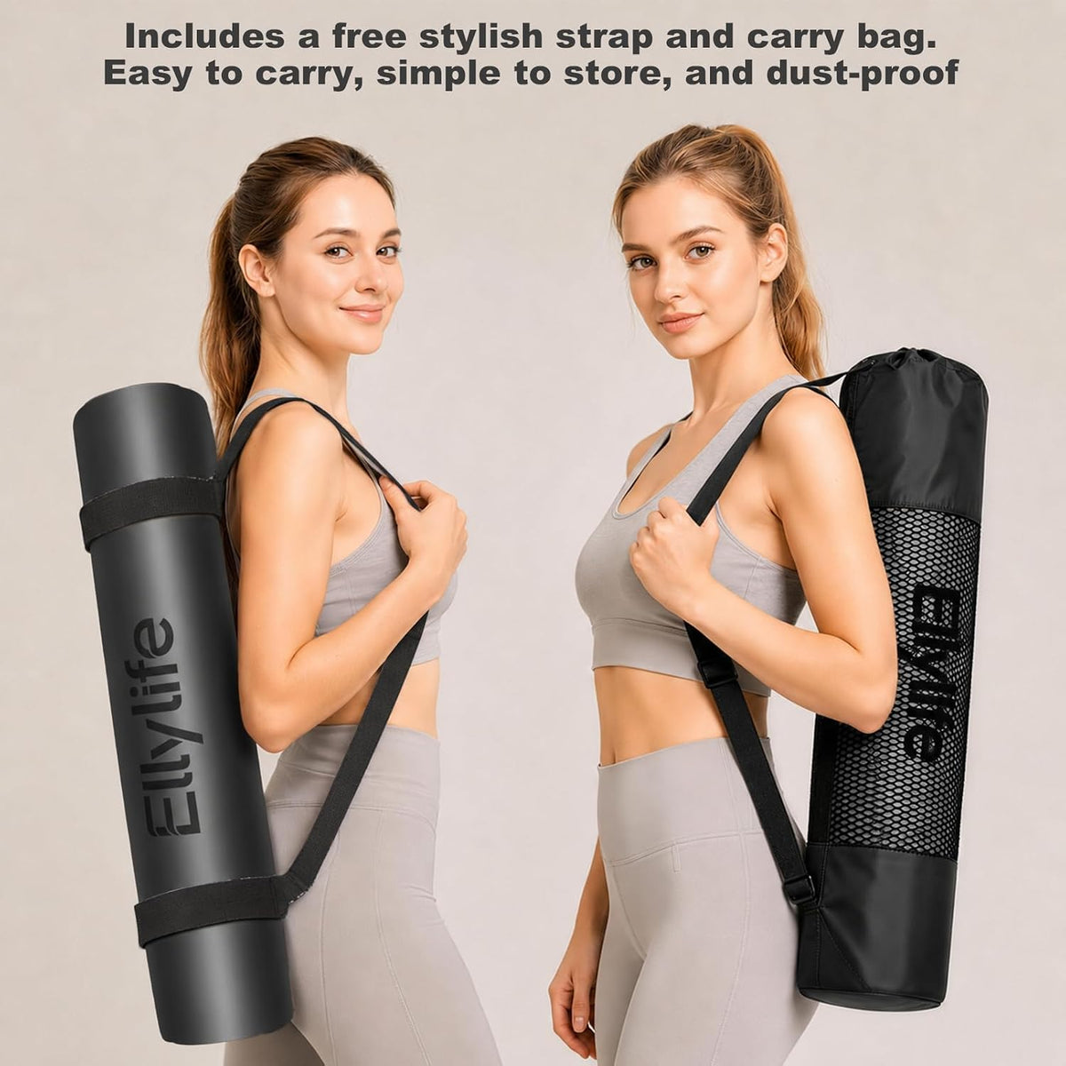 Yoga Mat - Non Slip Natural Rubber Yoga Mat, Alignment Lines, Ultimate Grip