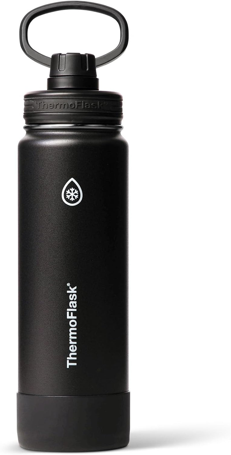 Thermoflask Insulated Water Bottle with Spout Lid (24 Oz, Black) - Leakproof, Stainless Steel Water Bottle for Cold & Hot Drinks, Travel & Daily Hydration