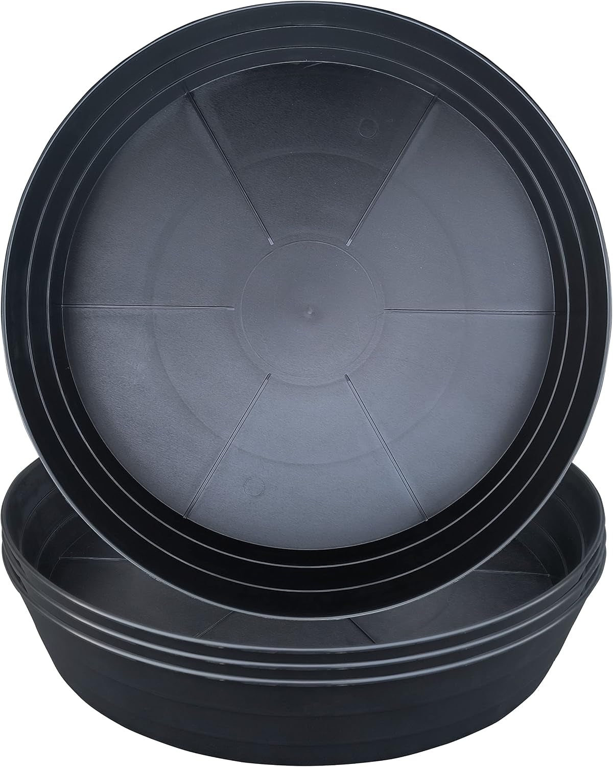 Plant Saucers 10 12 14 16 18 20 25 Inch, 4 Pack of Plastic Plant Saucers for Pots，Extra-Deep Plant Water Dray Tray, Bird Bath Bowl, Heavy Plant Trays Indoors and Outdoor No Holes (12 Inch, Black)