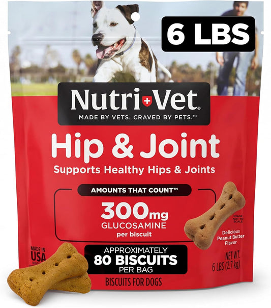 Nutri-Vet Hip & Joint Dog Biscuits, Dog Treats, 300Mg Glucosamine, 6 Lb Bag