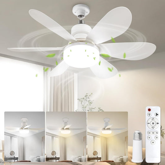 20.5"Socket Fan Light with Remote,E26 Base 40W/3000-6000K Dimming