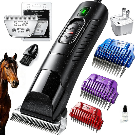 Professional Horse Clippers with Detachable Wide Blade