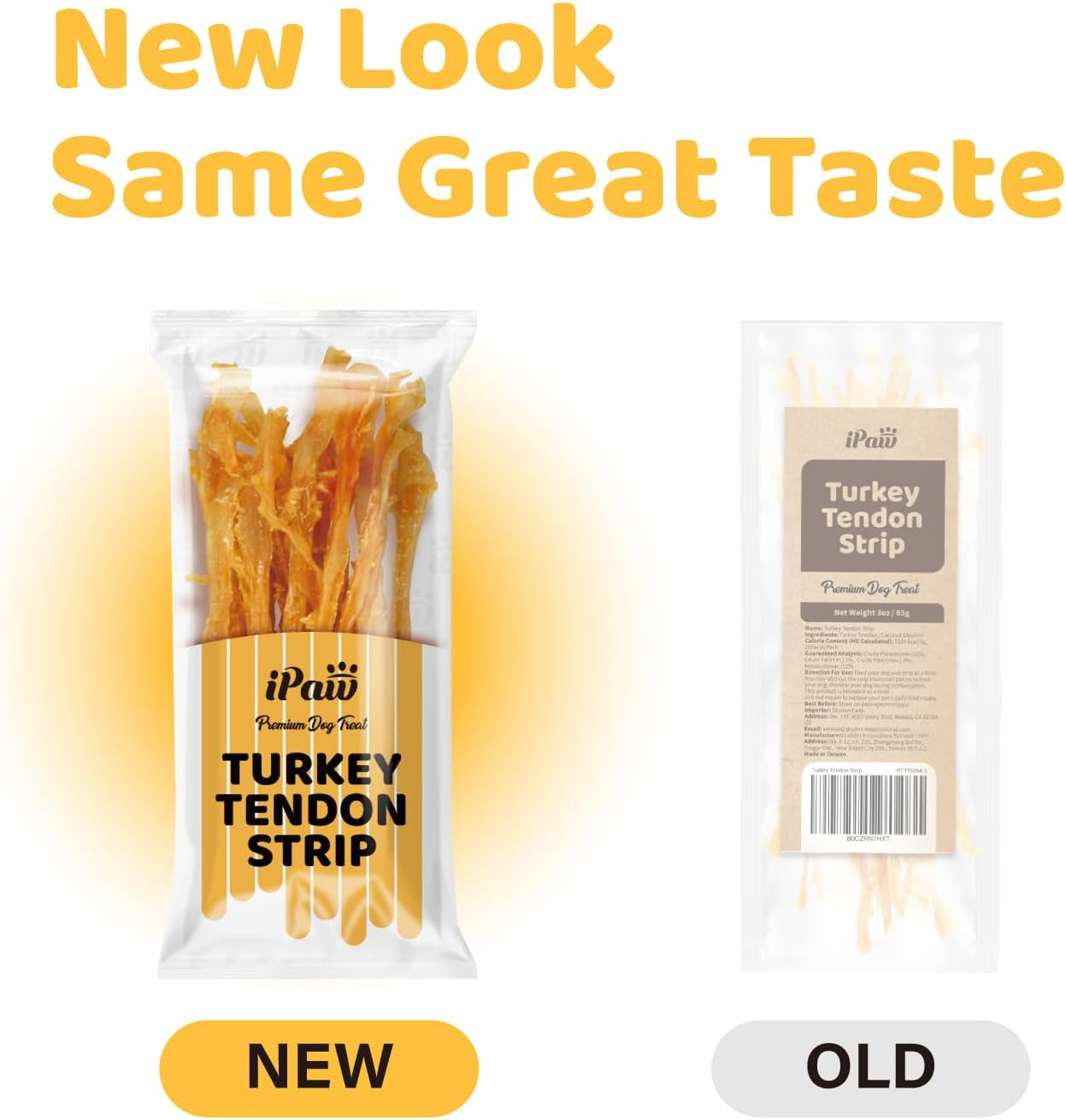 Ipaw Turkey Tendons for Dogs, Single Protein, Hypoallergenic, All Natural Human Grade Puppy Chew, Rawhide Alternative Dog Treats, 1 Pack Strip (Large)