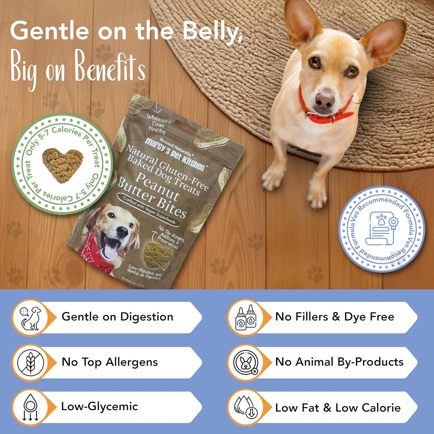 Marcy'S Pet Kitchen-Diabetic- All Natural, Crunchy, Peanut Butter Dog Treats - Vet Approved- No Preservatives-Vegan, Gluten Free, Human Grade - Crunchy-Made in the USA, Healthy Peanut Butter Treats