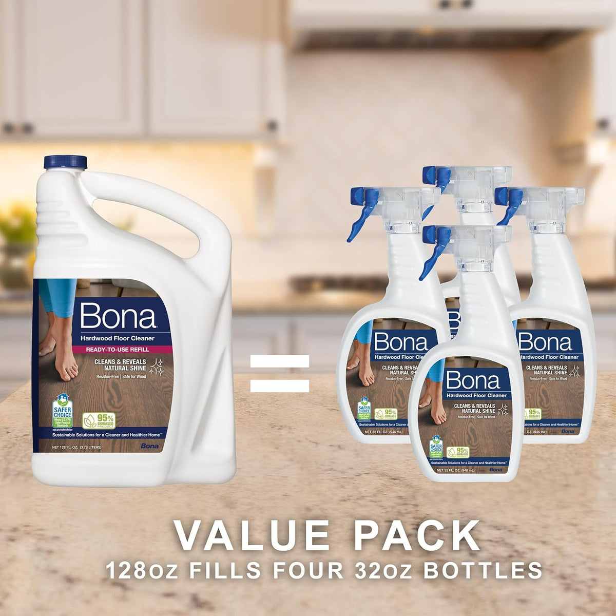 Bona Hardwood Floor Cleaner Refill - 128 Fl Oz - Unscented