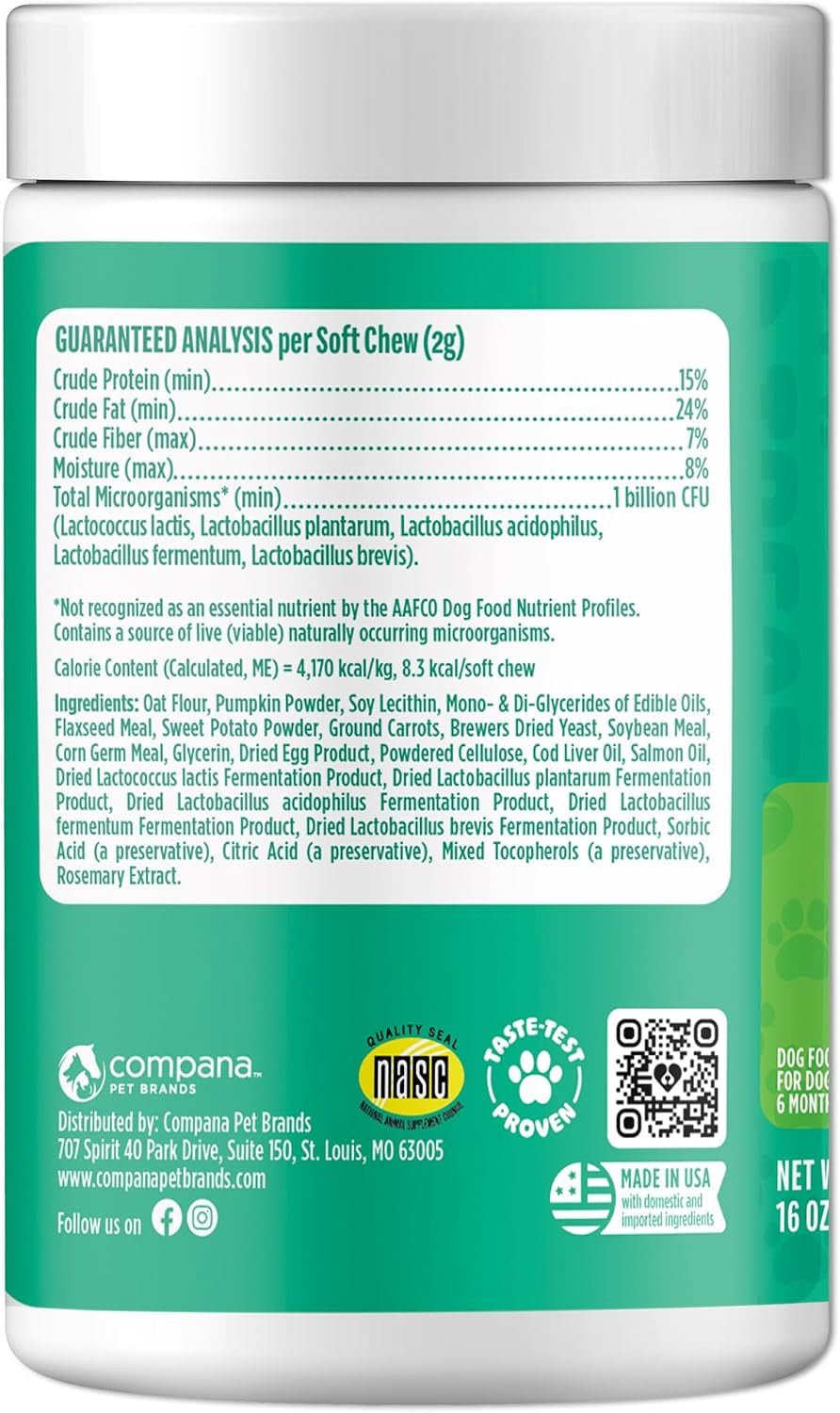 Doggie Dailies Probiotic Soft Chews for Dogs, Pumpkin, 225 Count