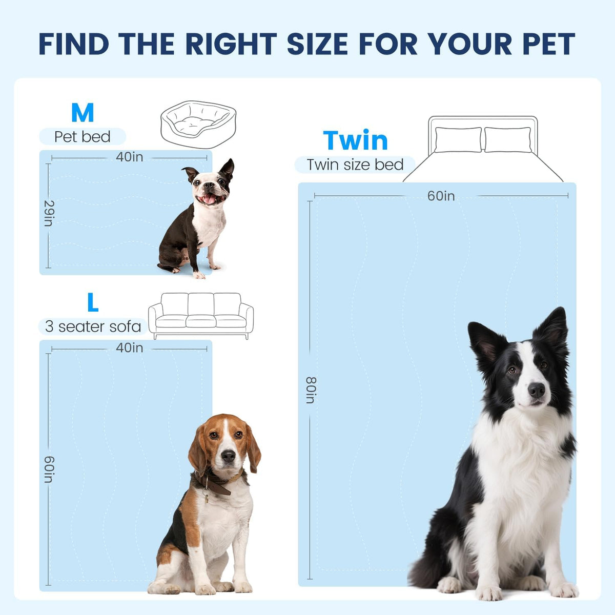 Mora Pets Cooling Blanket for Small Dogs Lightweight Soft Blue 29X40 Inch