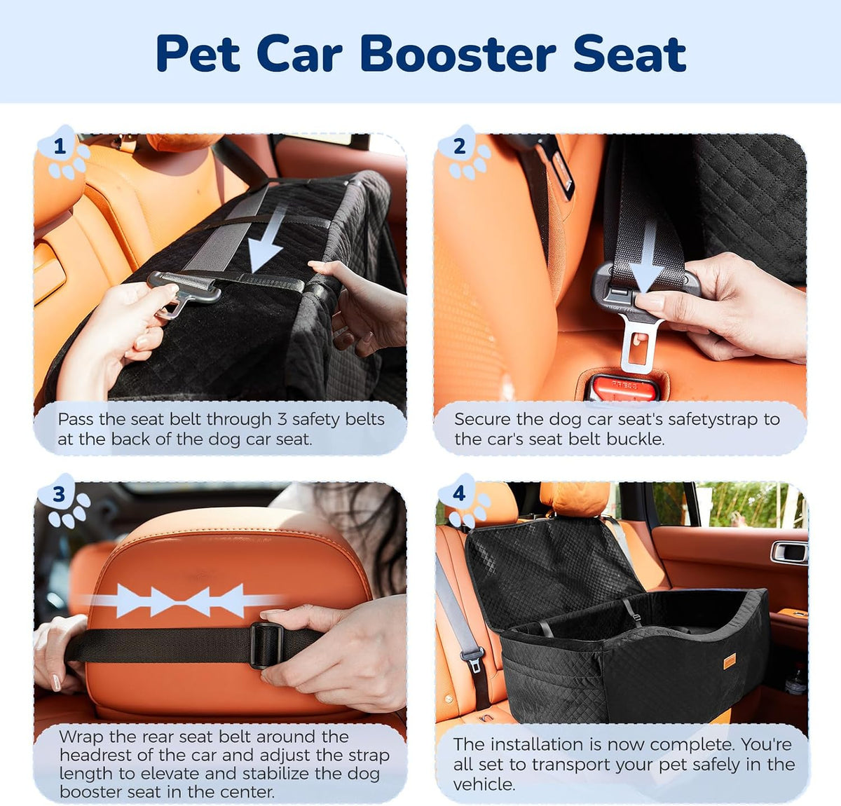 BLVRYVIO Large Dog Car Seat for Medium Sized Dogs under 55Lbs or 2 Smalls