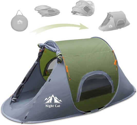 Night Cat Pop-Up Camping Tent: 1 Person Tent Waterproof Instant Easy Setup Outdoor Tent