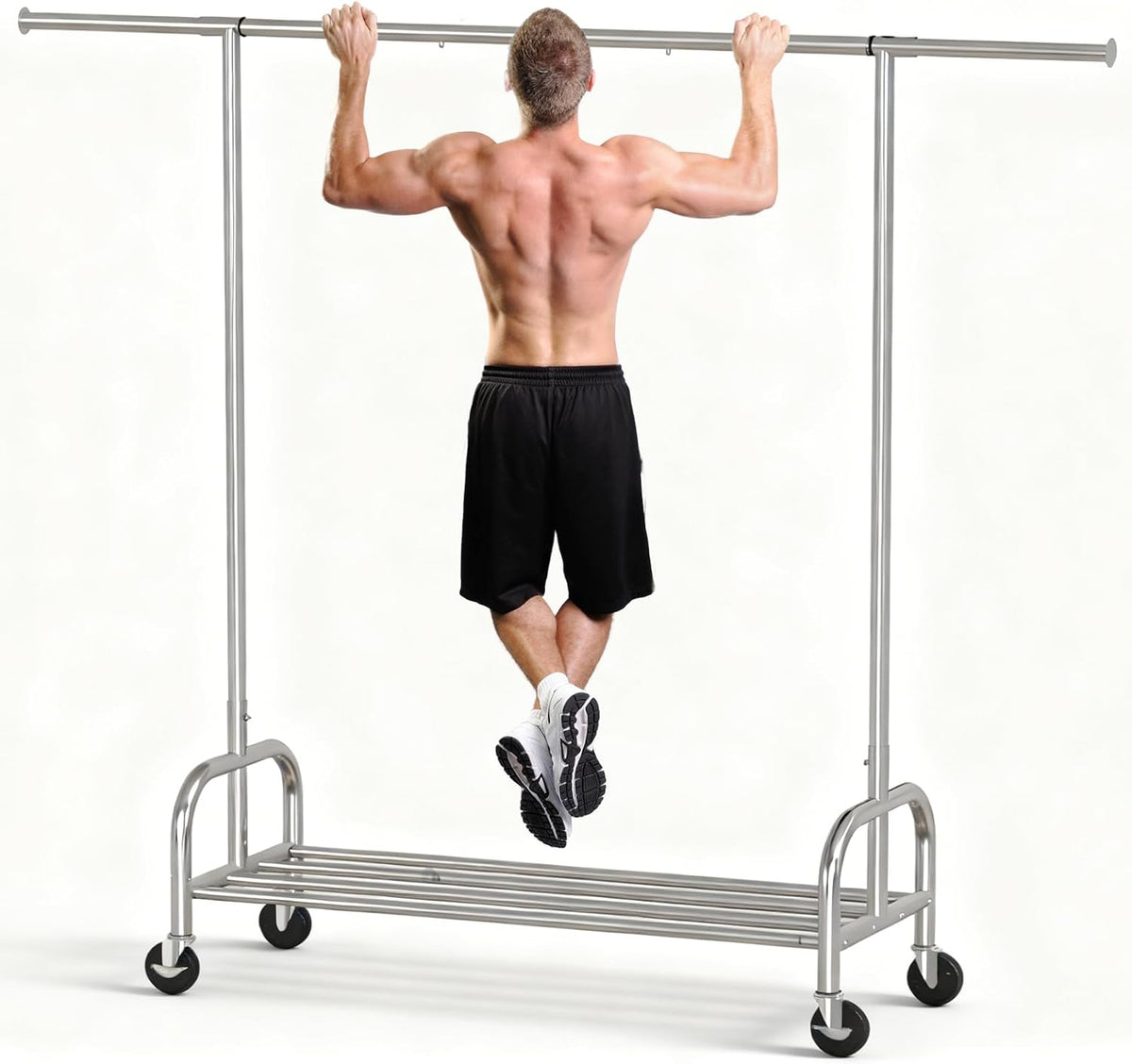 Heavy Duty Rolling Garment Rack with Wheels, 400LBS Clothing Rack