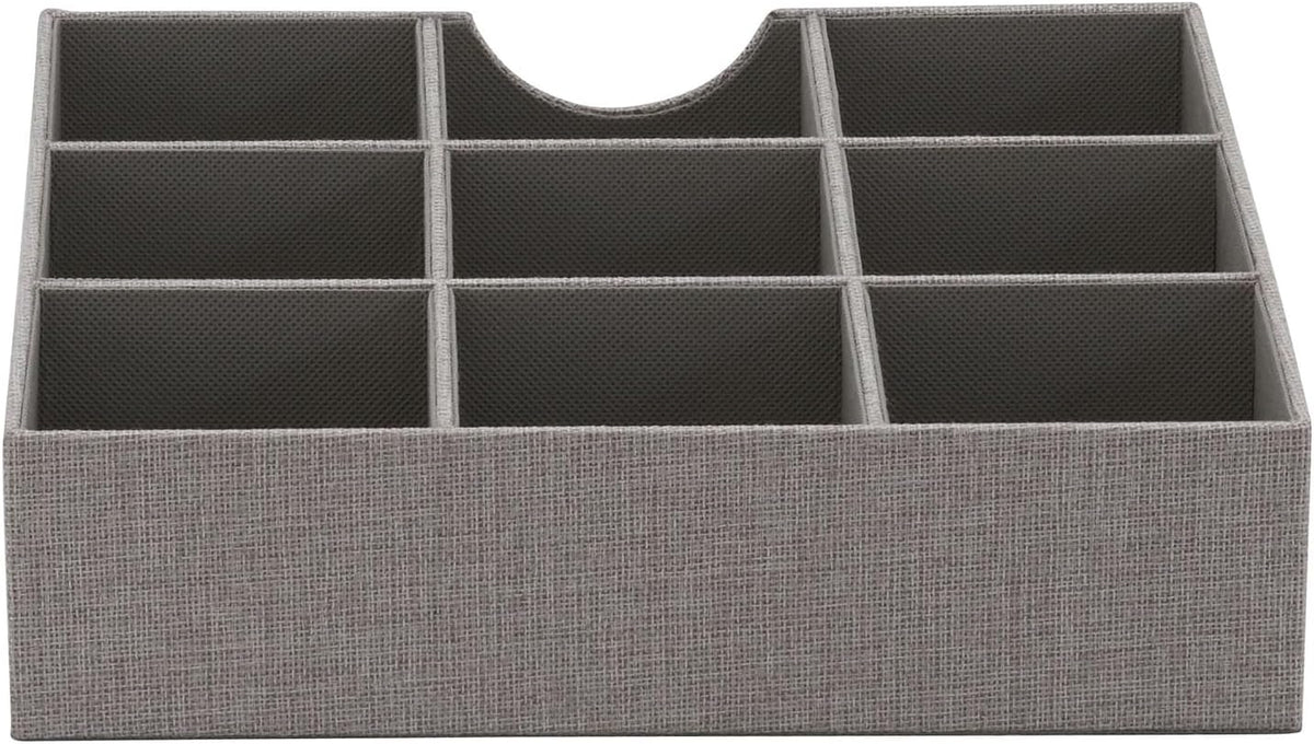 Household Essentials Grey 728-1 Deep 9 Section Drawer Organizer Box for Storage 12 in X 3.13