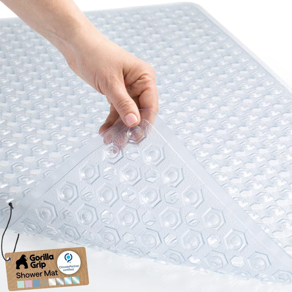 GORILLA GRIP Bath Tub Shower Mat, Bathtub Floor Liner, 35X16 Clear