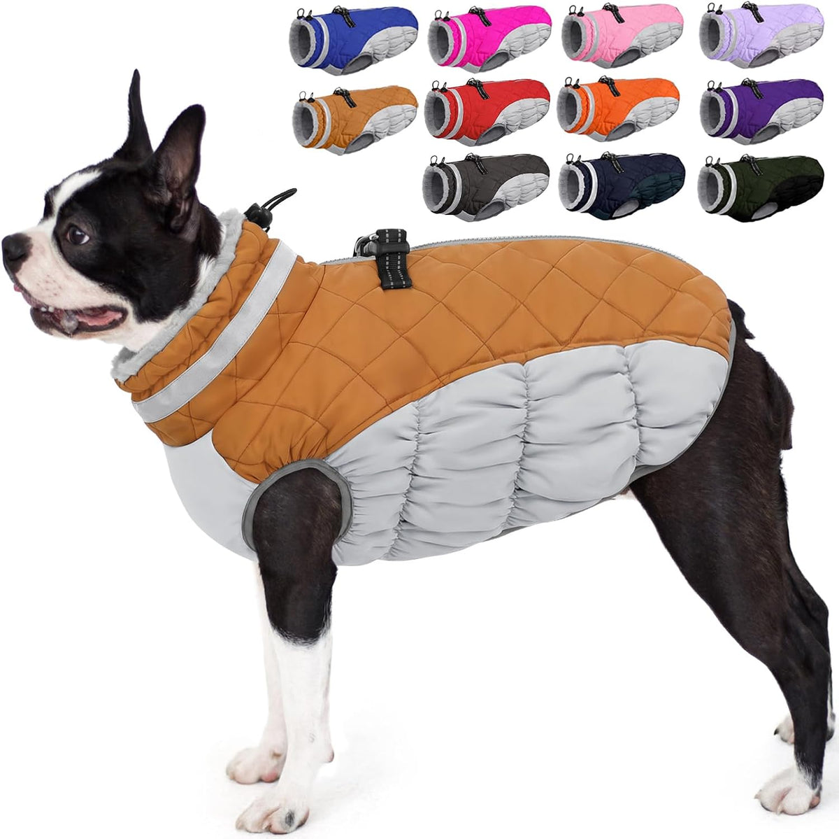 Small Dog Coat Waterproof Dog Winter Jacket with Harness Built In