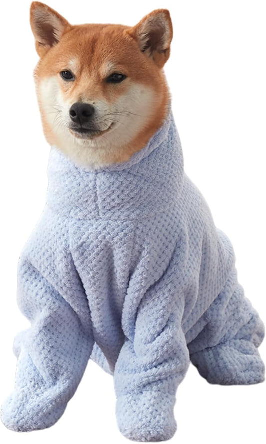 MANON ROSA Dog Bathrobe Towel - Absorbent Microfiber Robe for Small Medium Large Dogs and Cats - Quick-Drying Pet Drying Towel for after Bath Pool Beach (Large Fits Pets 15-23Lbs Back Length 20")