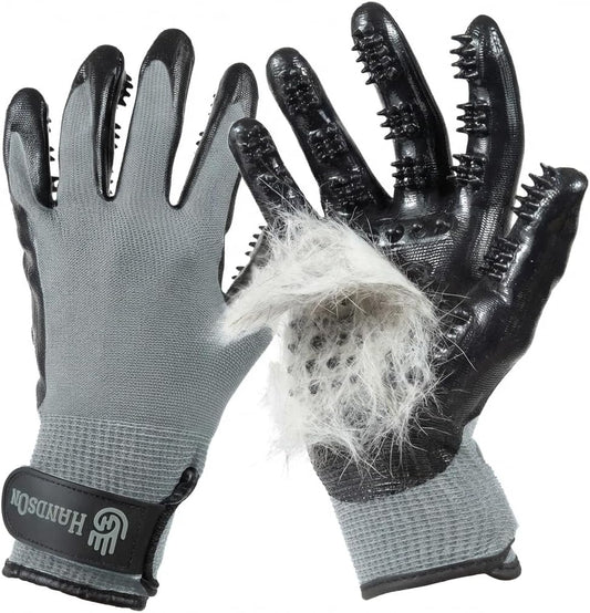Pet Grooming Gloves - Patented #1 Ranked, Award Winning Shedding, Bathing, & Hair Remover Gloves - Gentle Brush for Cats, Dogs, and Horses (Grey, Small)