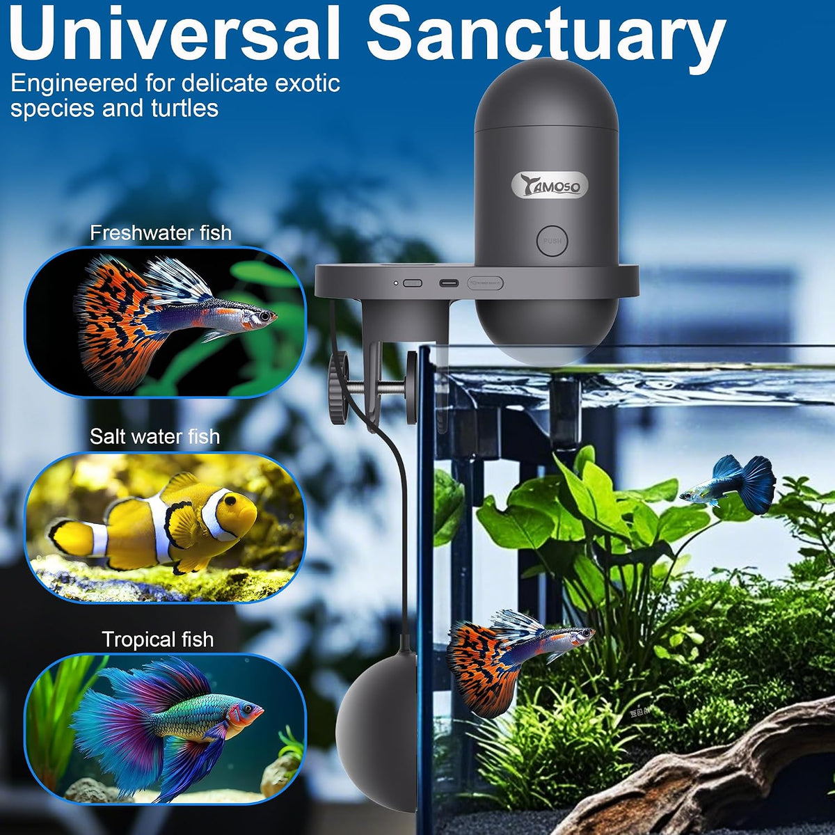 Wifi Automatic Fish Feeder for Aquarium, Food Dispenser with Camera