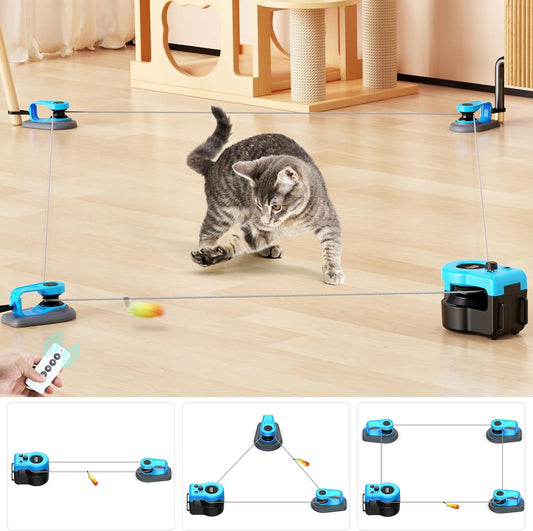 Asfrost Upgraded Interactive Cat Toy for Indoor Cats Chase/Run/Hunt-Skyblue