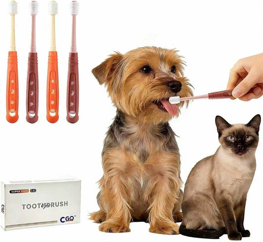 CGO Dog Toothbrush for Small Dogs & Cats, 360° Soft Silicone round Head