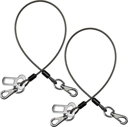 2Pcs Dog Car Seat Belt, Chew Proof Pet Safety Belt for Dogs, 2-In-1 Heavy Duty Dog Car Seatbelt Restraint, Waterproof Steel Wire Dog Leash (Black*2, 32Inch/80Cm)