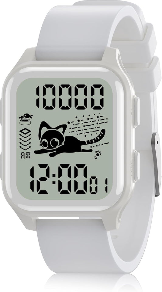 EZON T048 Digital Kids Watch for Teens Girls Boys,Sport Watch with Virtual Pet Cat Step Counter Stopwatch Pedometer Timer Alarm, No App Waterproof Fitness Tracker for Ages 7-18