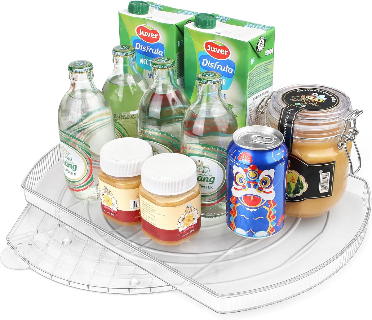 Lazy Susan Turntable for Refrigerator, Square Turntable Organizer for Fridge Cabinet, Pantry, Countertop (15.3" X 11.1" Rectangle 1 Pack - Clear)