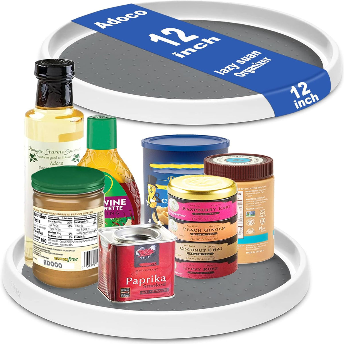 Set of 2, 12 Inch Non-Skid Lazy Susan Organizer, Pantry Lazy Susan Turntable for Cabinet, Kitchen Cabinet Organizer, Pantry Organization and Storage -Size- 12"X1.5"