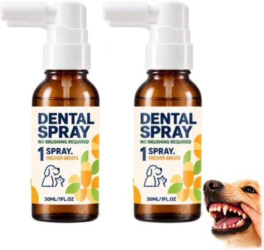 Kubot 2Pc Dog Dental Spray,Pet Dental Cleaning Spray, Universal Oral Care Spray for Dogs and Cats, No Brush Pet Tooth Spray, Extended Nozzle Design, Suitable for Most Pets