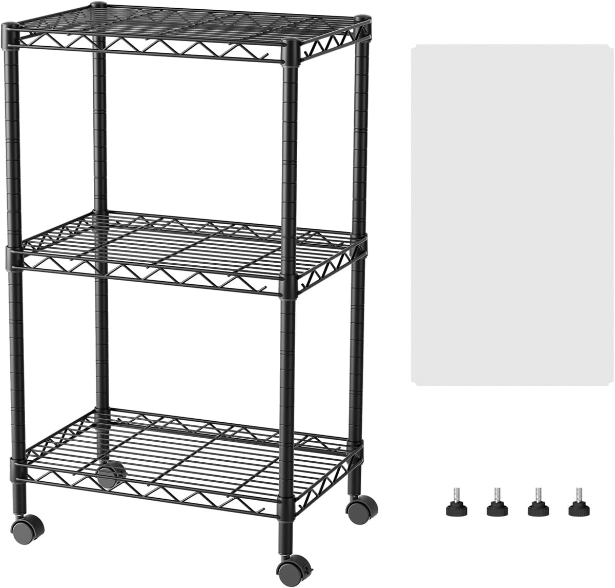 SINGAYE 3 Shelves Storage Shelf Wire Shelving Unit Metal Adjustable Wheels