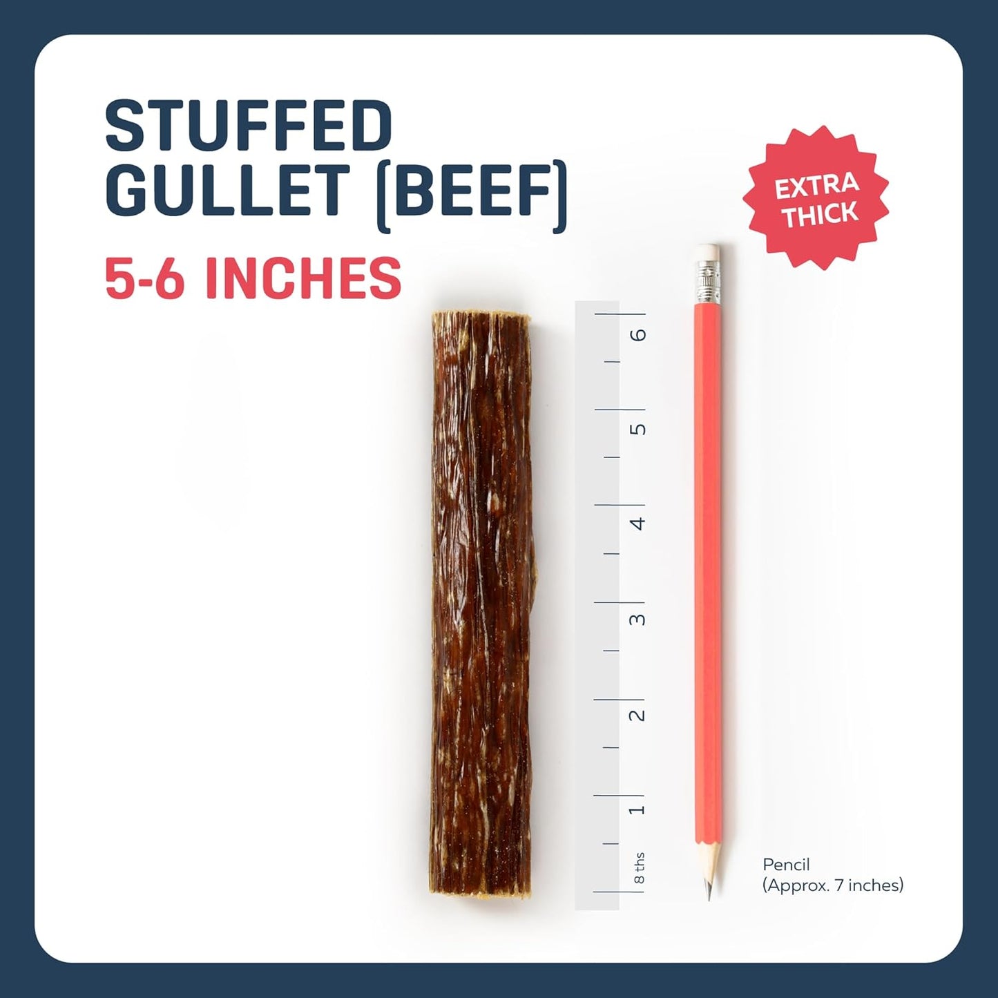 Big Lu - 5-6 Inch Stuffed Beef Jerky Sticks for Dogs, 20 Count, Premium All-Natural Gullet Chews, High-Protein, Easily Digestible, Supports Dental Health and Joint Mobility