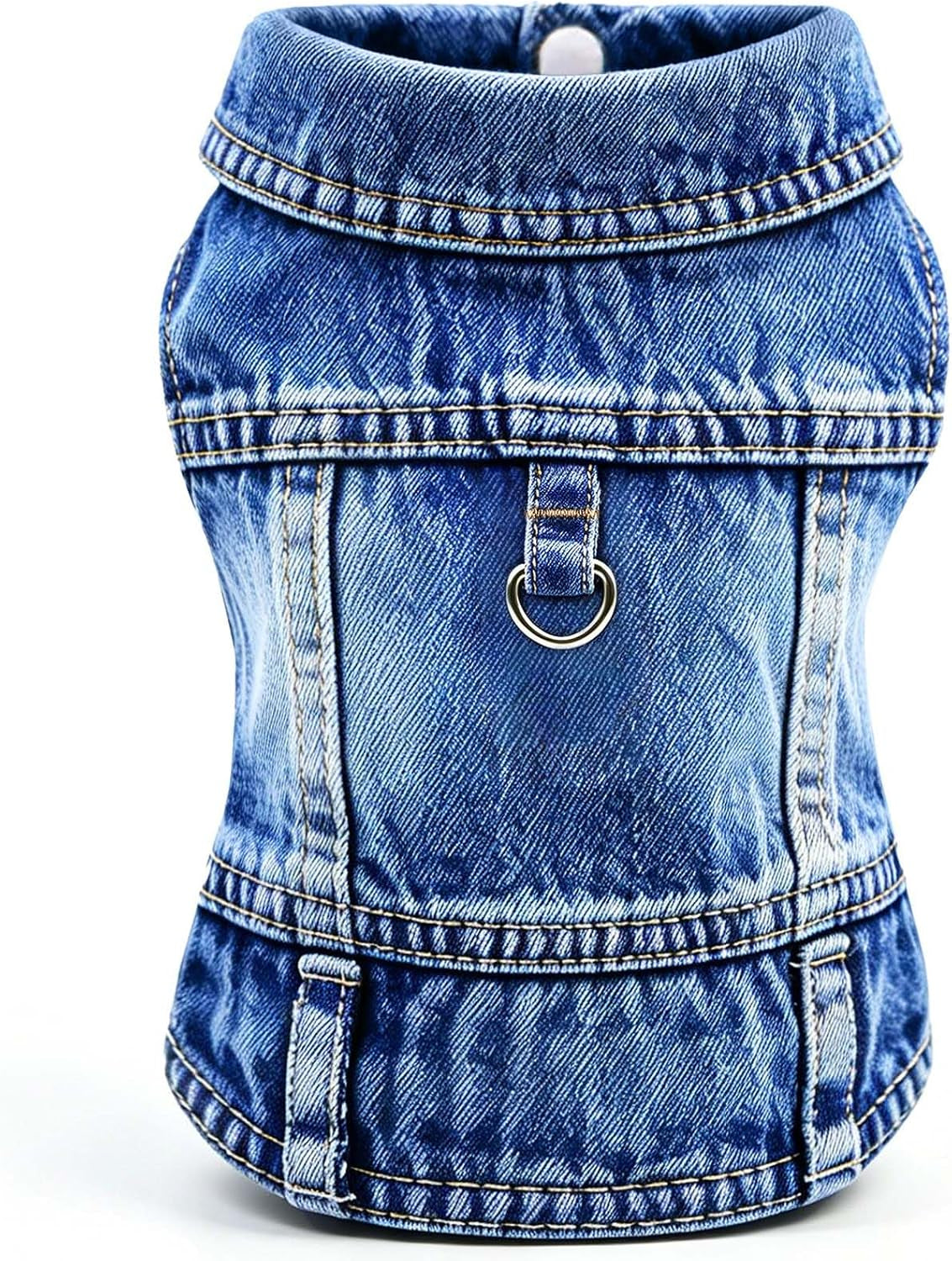 Dog Jean Jacket,Blue Denim Vest for Small Pet,Cute Clothes with D-Ring