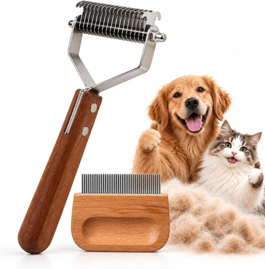 Undercoat Rake for Dogs and Cats - Deshedding Dematting Brush, 20-Blade
