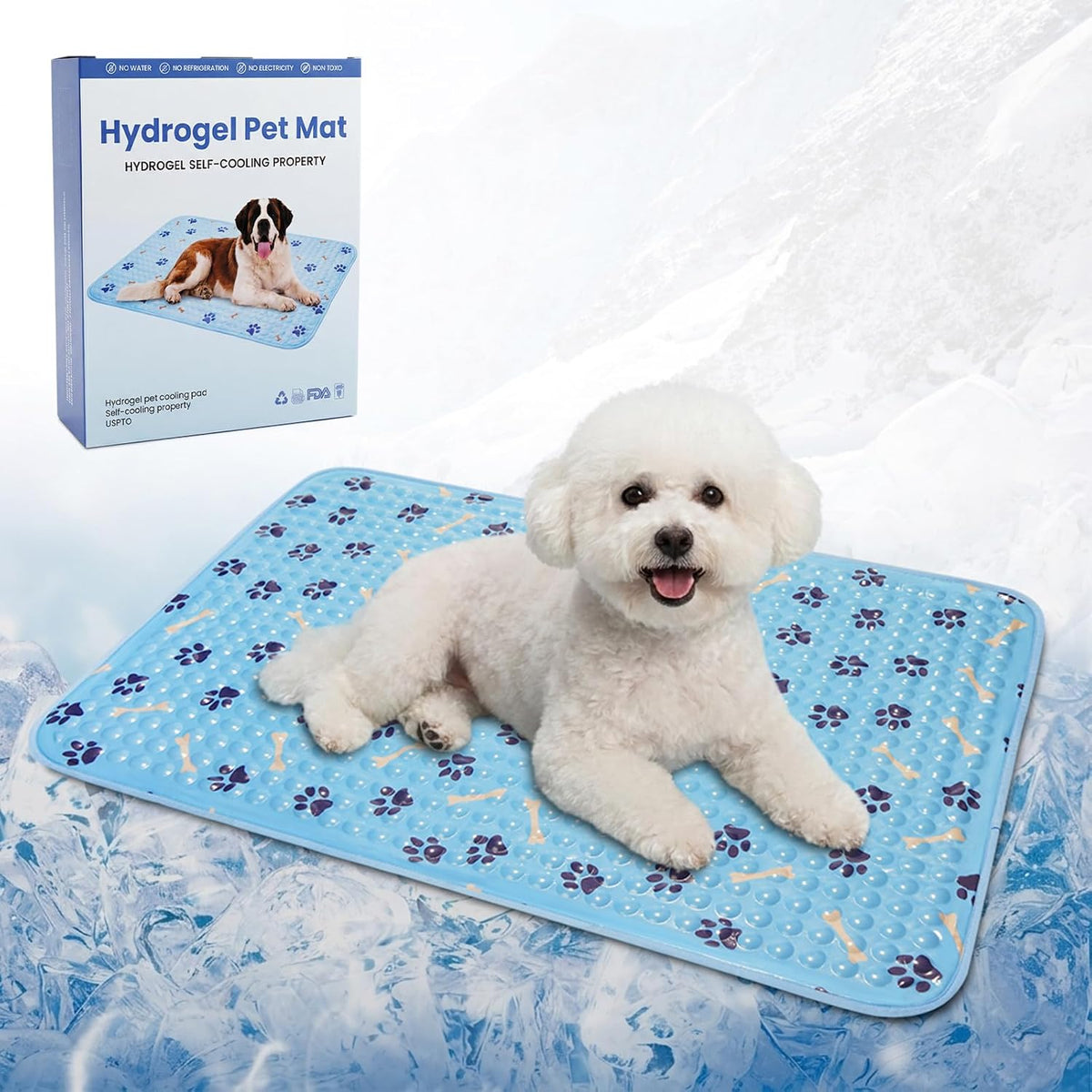 Cooling Mat for Dogs 20 Inch, Patent Self-Cooling Gel Pad for Small Dogs,
